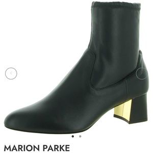Marion Parke Womens Tatum Black Leather Sock Ankle Boots